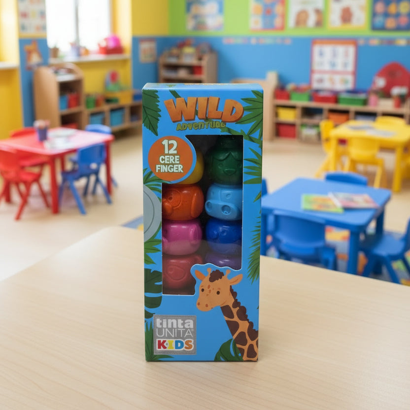 Tinta Unita Kids: Pastelli a Cera Ergonomici Baby Finger 12 Colori – Lavabili