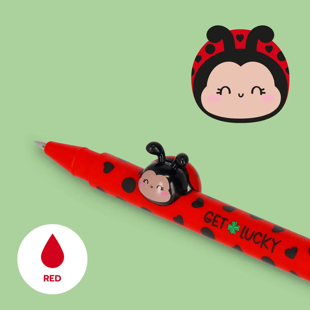 Legami: Penna Gel con Animaletto Decorativo Ladybug "Get Lucky" - Lovely Friends