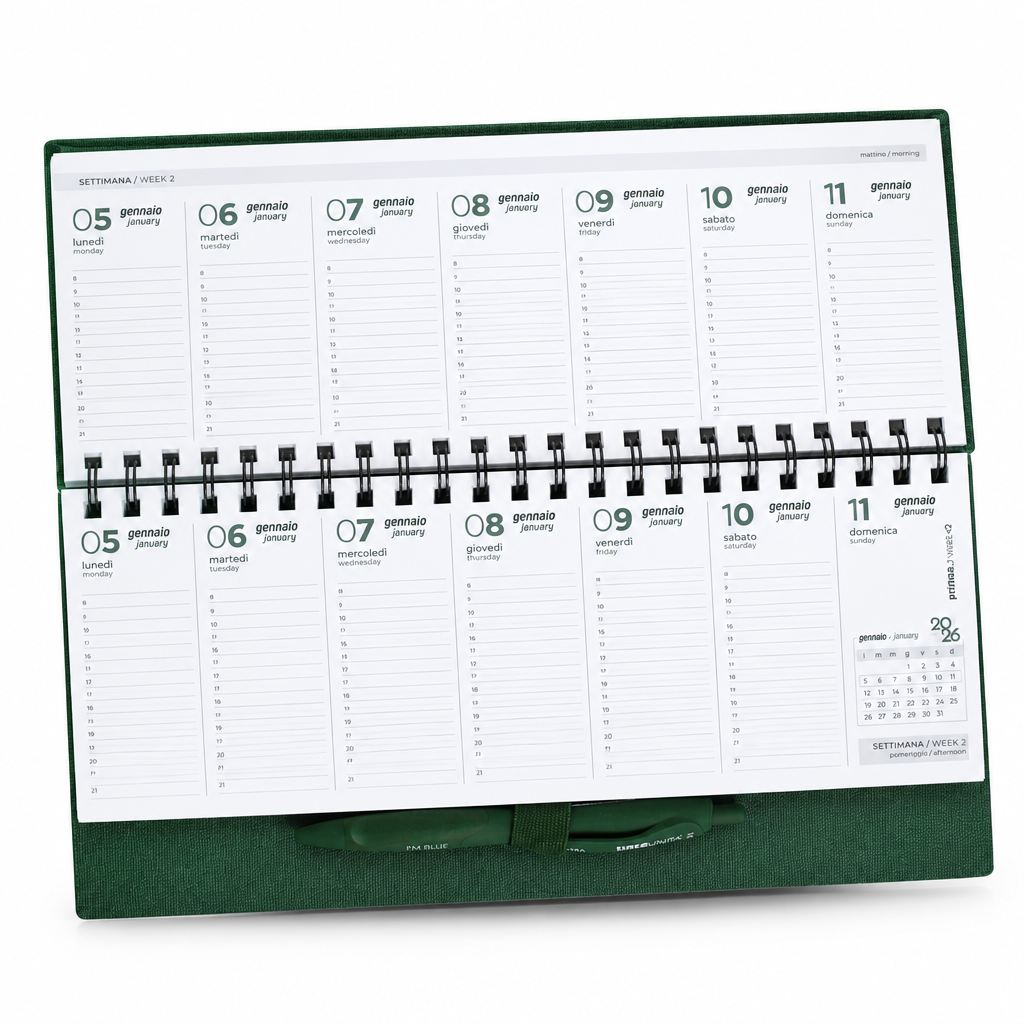 Tinta Unita - Planning Settimanale da Tavolo 2027 30,4×14 cm con Penna a  sfera Ultra
