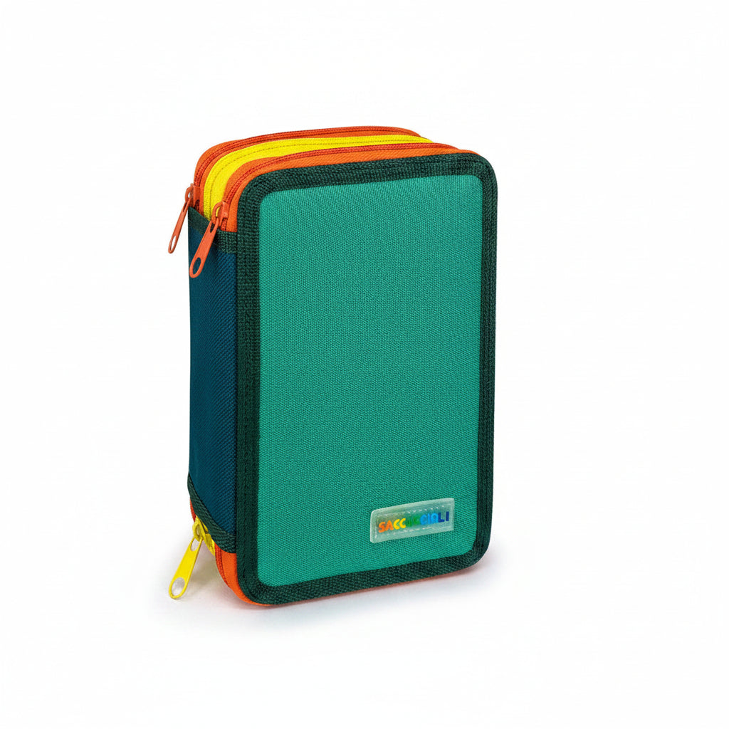 Astuccio 3 Zip Color Block Saccucciolo Lebez – Completo per la Scuola