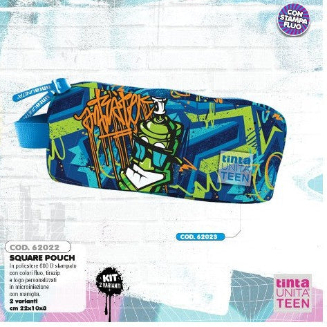 Astuccio Bustone Square Street Tinta Unita Teen – Poliestere, 22x11,5x10,5 cm