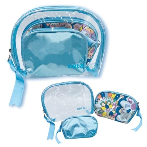Set 3 Pouch Beauty Tinta Unita Vintage 2025 – Azzurro