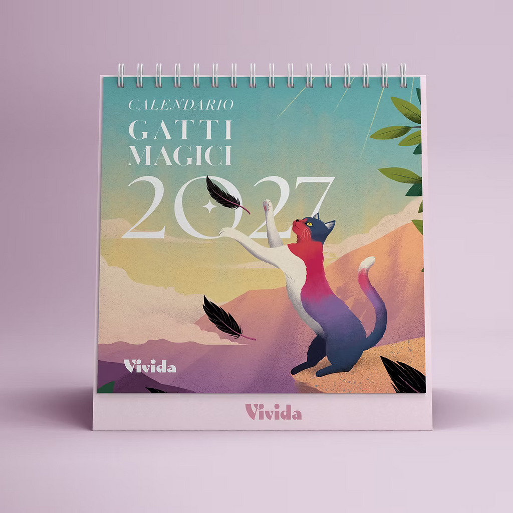 White Star - Calendario da Tavolo Vivida Gatti 2027 - 15×19 cm