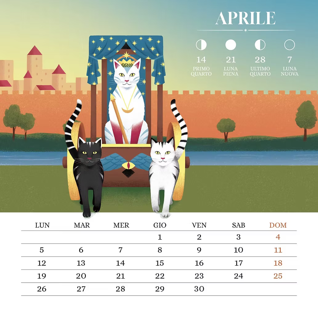 White Star - Calendario da Tavolo Vivida Gatti 2027 - 15×19 cm