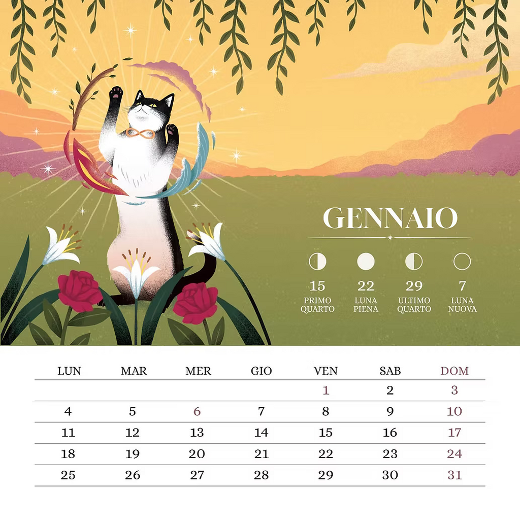 White Star - Calendario da Tavolo Vivida Gatti 2027 - 15×19 cm