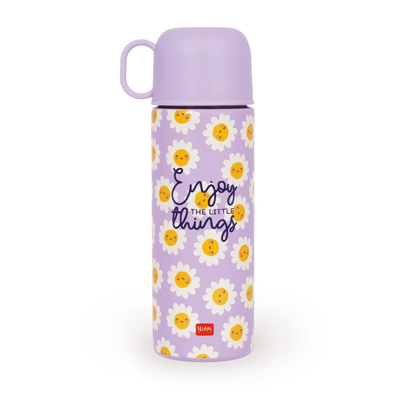 Legami - Borraccia Termica Daisy 500 ml con Tazzina e Tappo 3 in 1
