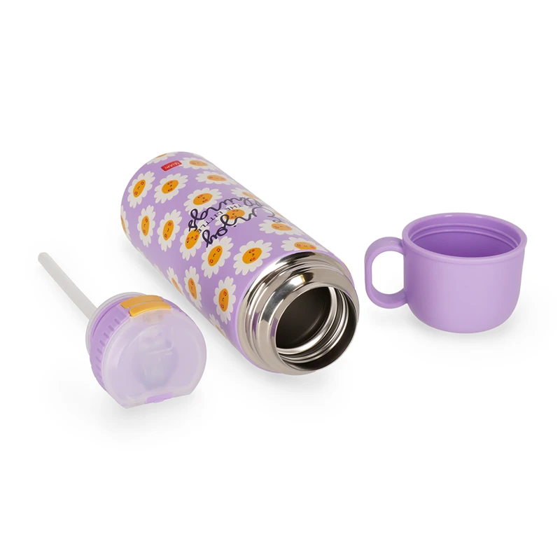 Legami - Borraccia Termica Daisy 500 ml con Tazzina e Tappo 3 in 1