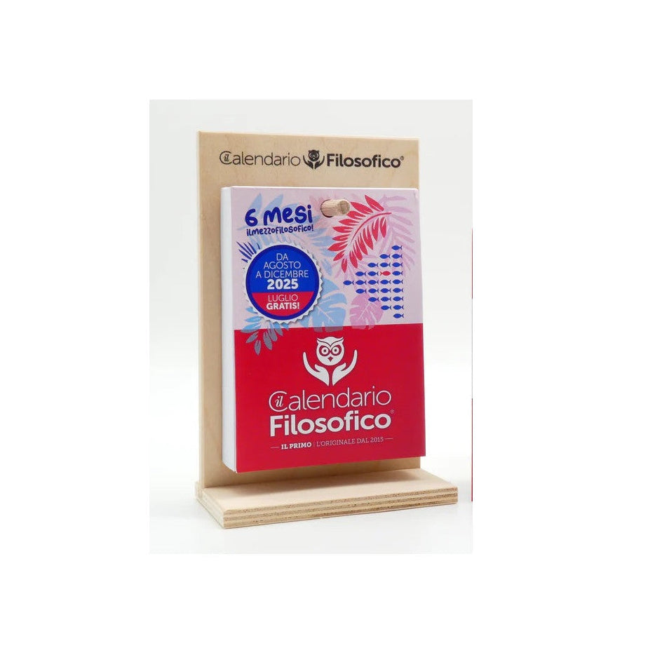 Calendario Filosofico Ultimi 6 Mesi 2025 mis. 10x14 cm con supporto in legno