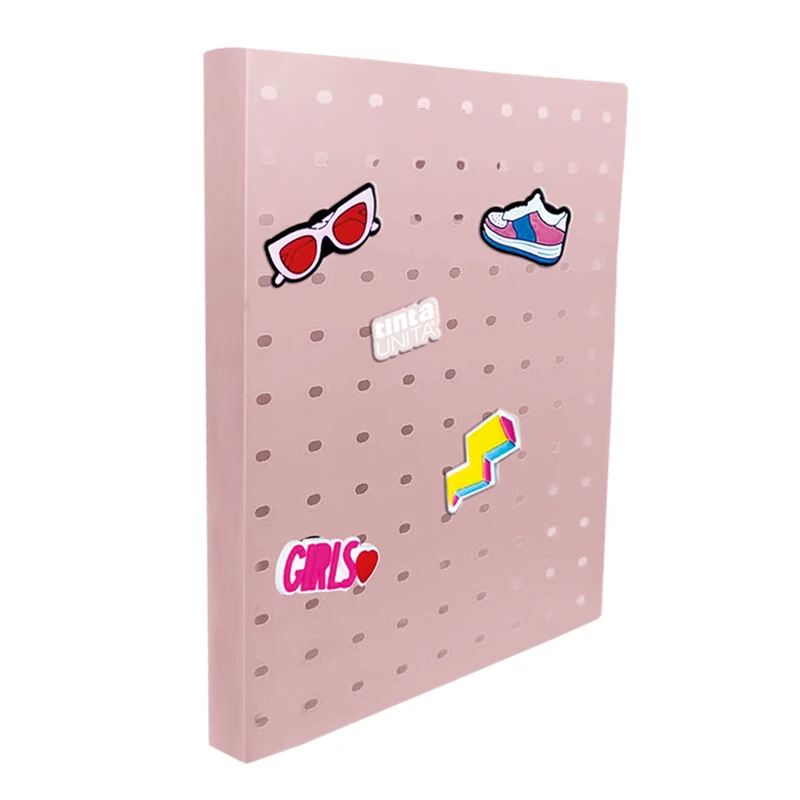 Tinta Unita Click: raccoglitore ad anelli rosa con PINS