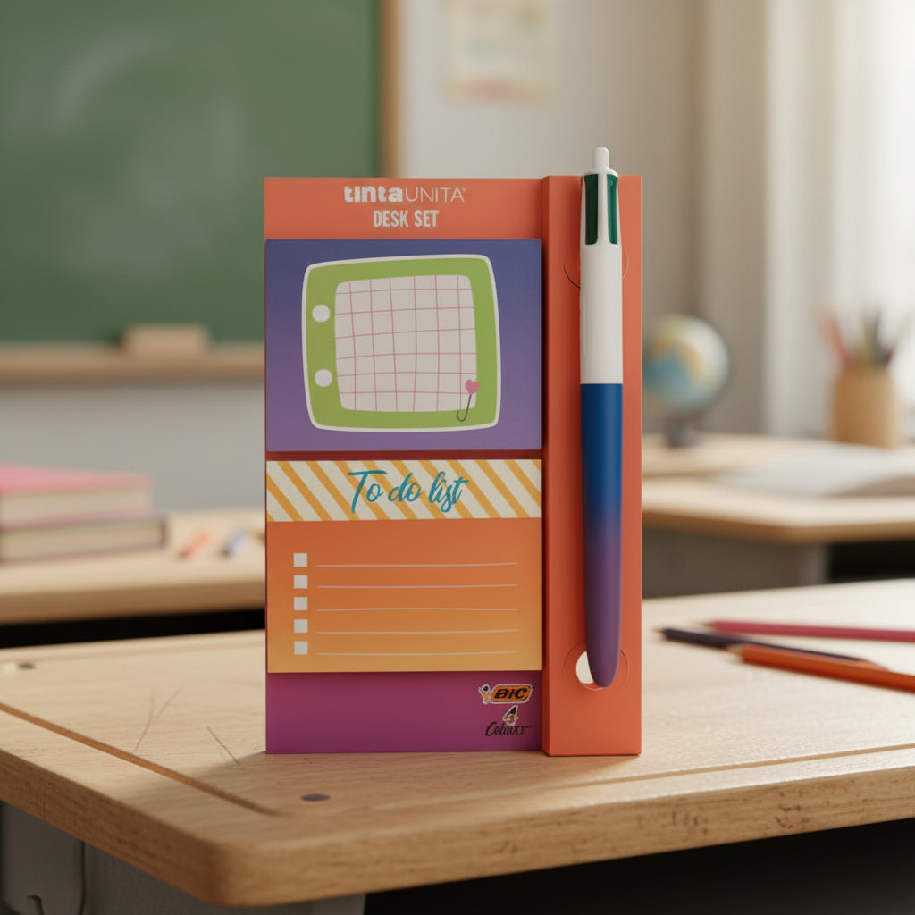 Desk Set Tinta Unita x Bic – Penna 4 Colours Soft Gradient + 2 Memo Taggy