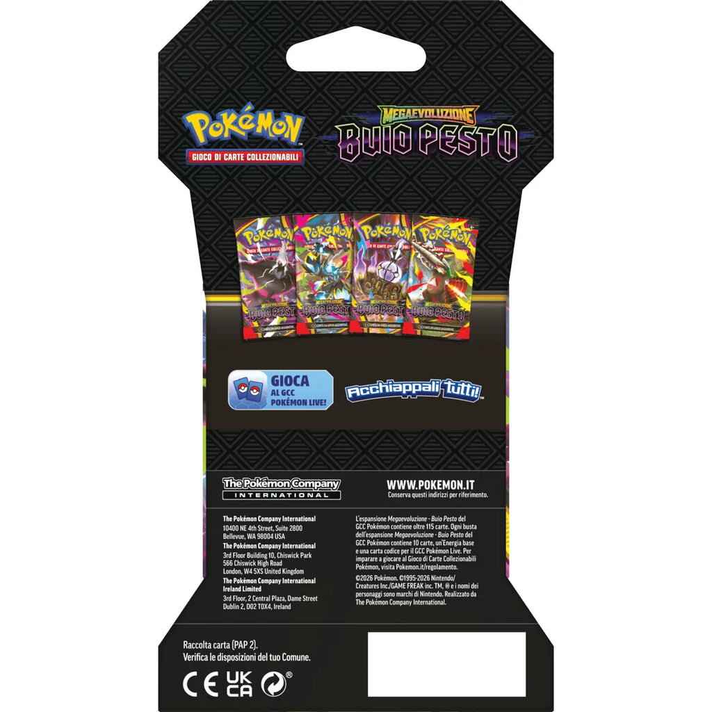 Pokémon GCC Bustina Megaevoluzione Buio Pesto in confezione "Paper Sleeve" – 10 Carte ITA + Codice Digitale
