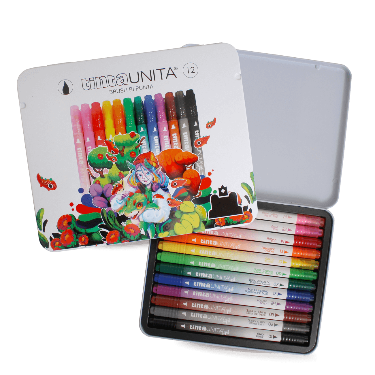 Tinta Unita: Brush Bi Punta Fraffrog box da 12 pennarelli