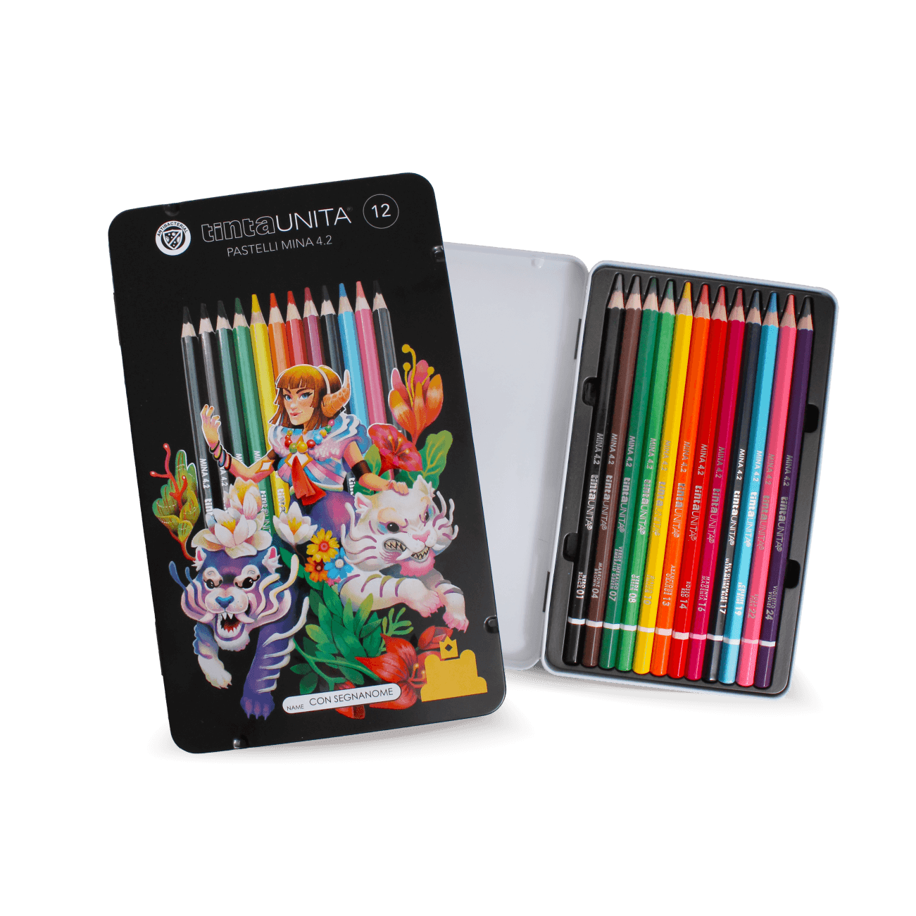 Tinta Unita: Pastelli mina 4.2 Fraffrog Metal Box Collection box da 12 pezzi