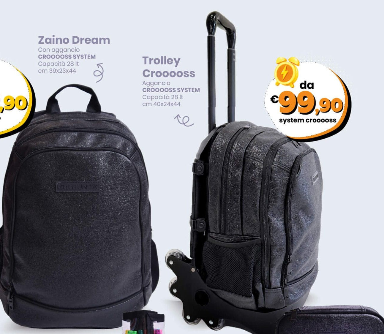 Tinta Unita: Zaino Trolley Glamour Cross System