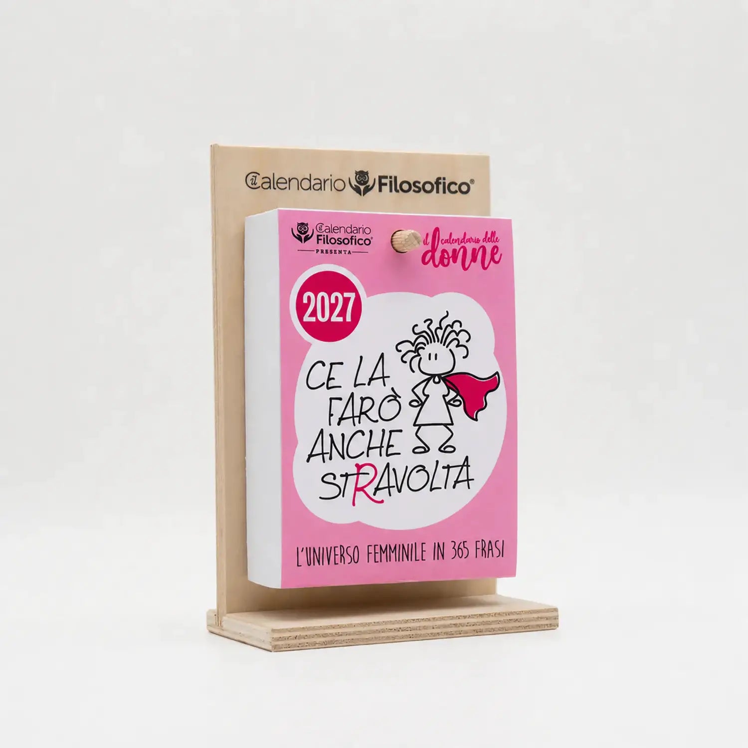 Calendario delle Donne 2027 – Formato A6 (10×14 cm) con Supporto in Legno