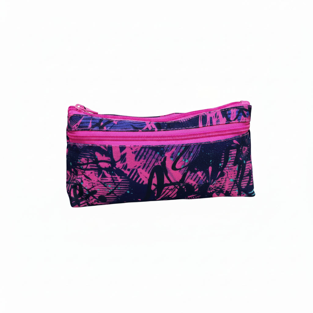 Astuccio Bustone Triangolare Tinta Unita Teen “Oh Oh” – 2 Zip, PU, 23x11x7 cm