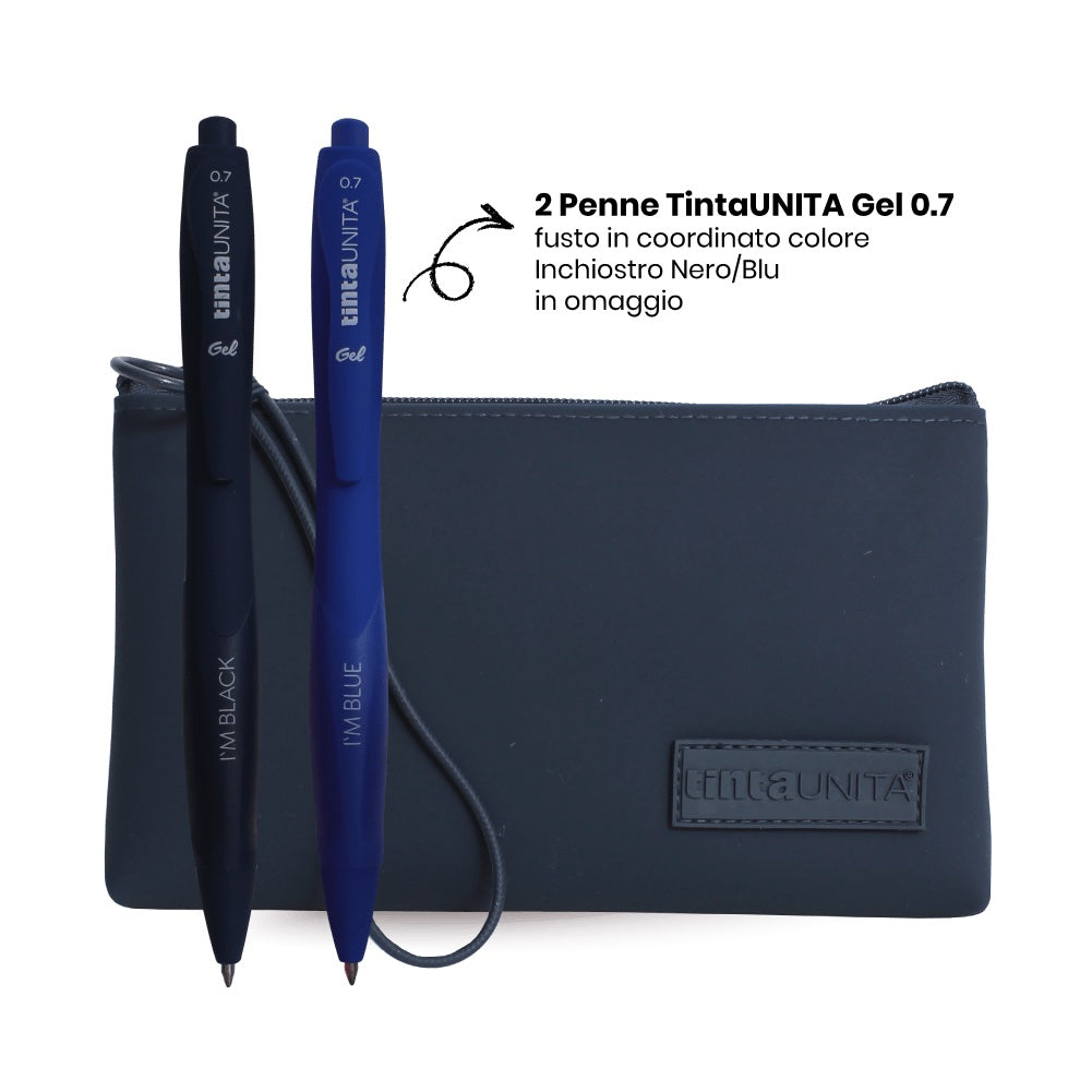 Busta Piatta in Silicone Tinta Unita Excellent | Con 2 Penne Gel Incluse, 4 Colori