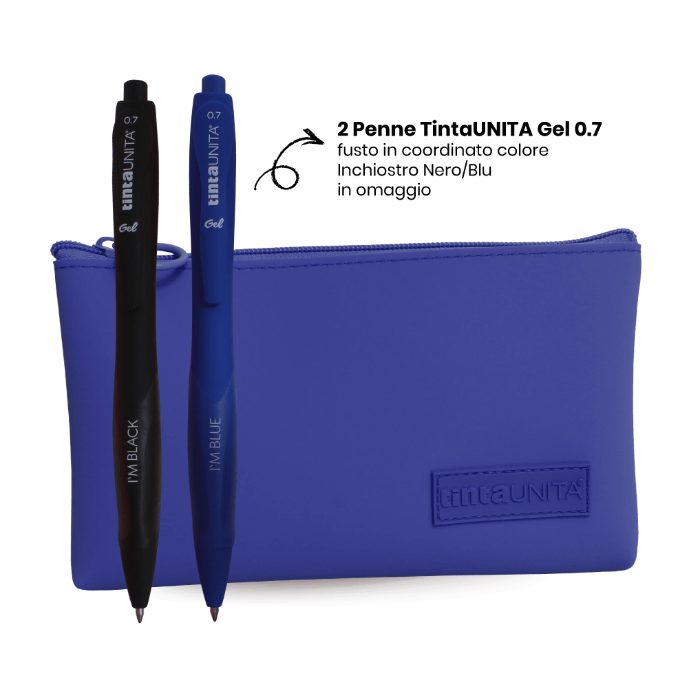 Busta Piatta in Silicone Tinta Unita Excellent | Con 2 Penne Gel Incluse, 4 Colori