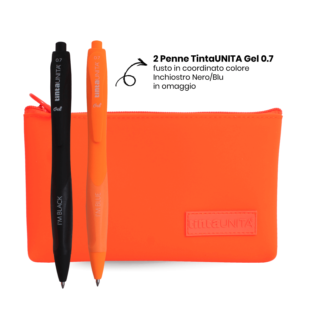 Busta Piatta in Silicone Tinta Unita Excellent | Con 2 Penne Gel Incluse, 4 Colori