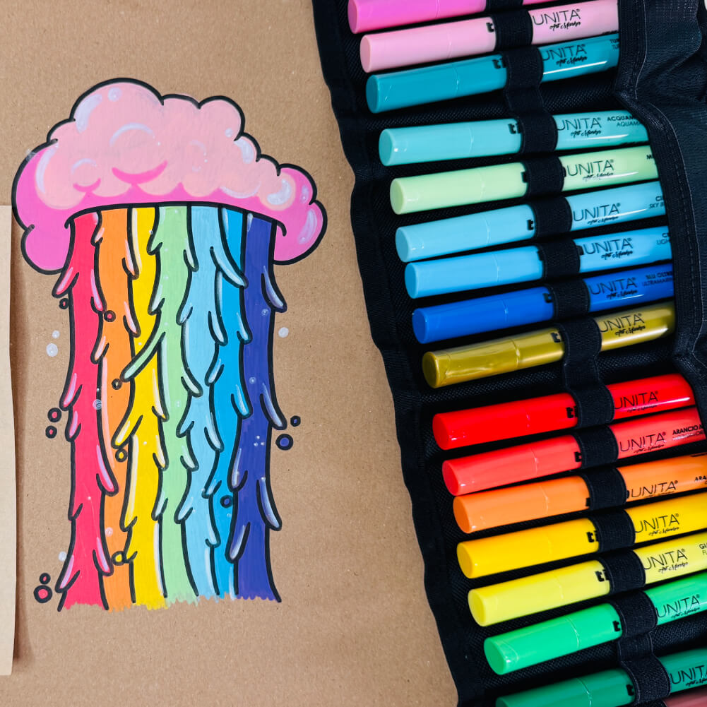 Tinta Unita: maxi rotolo URAMAKI ART con 24 pennarelli art marker