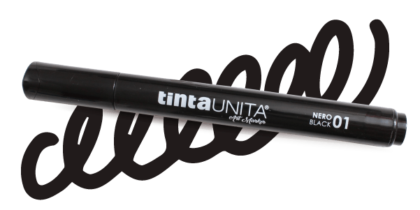 Tinta Unita: basetta in acrilico con 12 art marker Tinta Unita