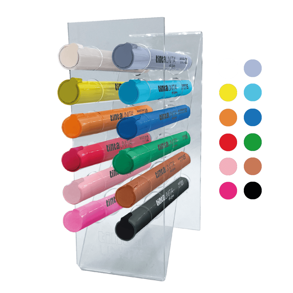 Tinta Unita: basetta in acrilico con 12 art marker Tinta Unita