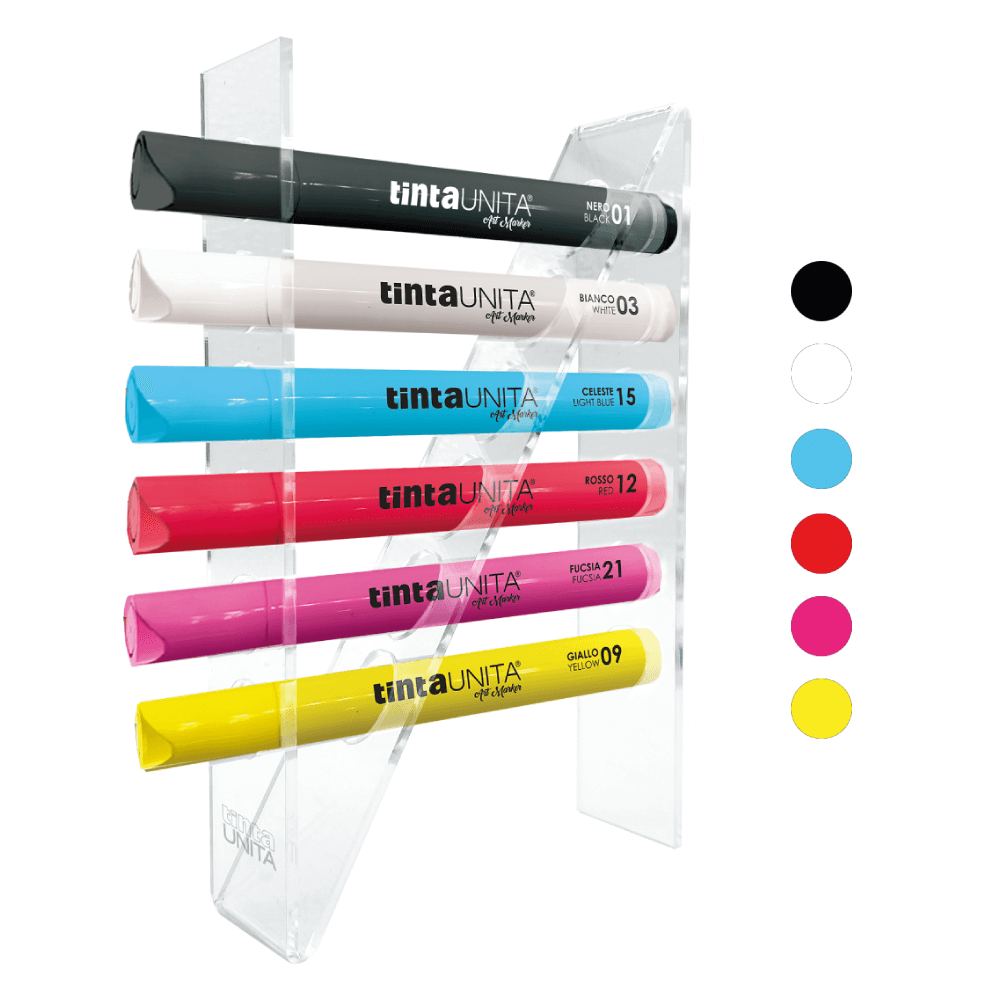 Tinta Unita: basetta in acrilico con 6 art marker Tinta Unita