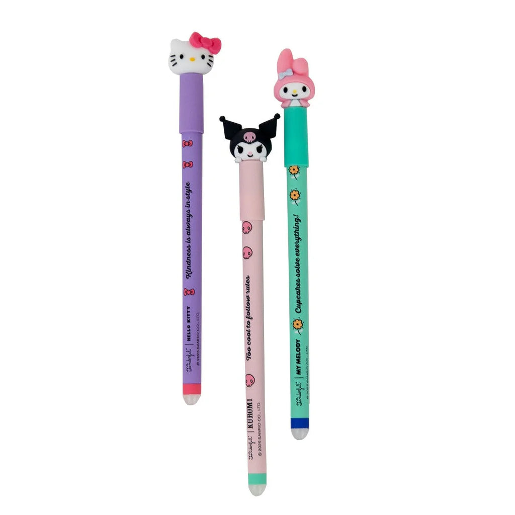 Mr.Wonderfull: Set de 3 penne cancellabili Bo-Bo - Hello Kitty, My Melody y Kuromi