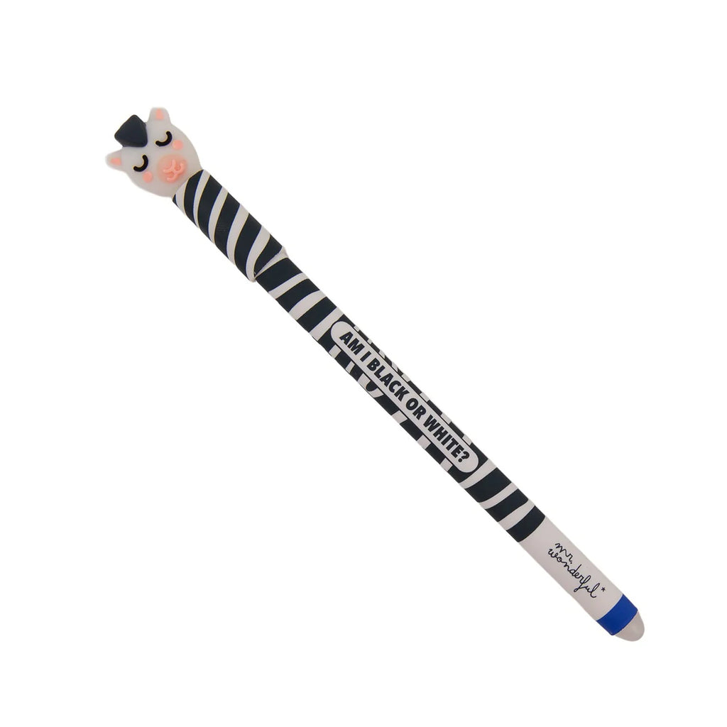 Penna Cancellabile Bo-Bo – Zebra “Am I Black or White?” | Inchiostro Blu Bo-Bo Farm