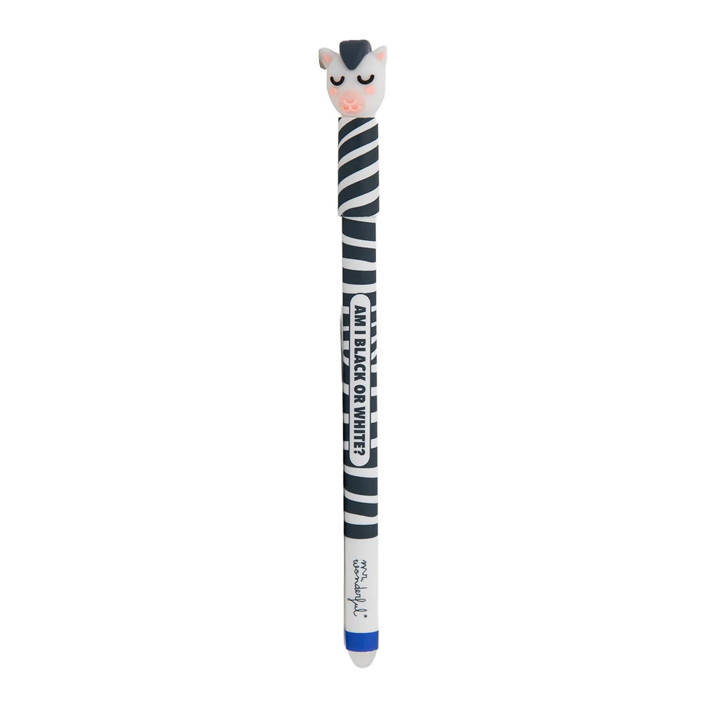 Penna Cancellabile Bo-Bo – Zebra “Am I Black or White?” | Inchiostro Blu Bo-Bo Farm