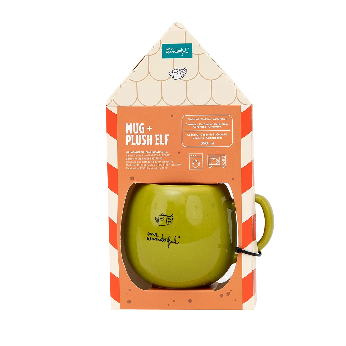 Mr.Wonderful - Set Regalo con Tazza in Ceramica 350 ml ed Elfo di Peluche