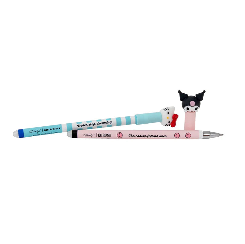 Mr. Wonderful: Set de 2 penne cancellabili Bo-Bo - Hello Kitty e Kuromi