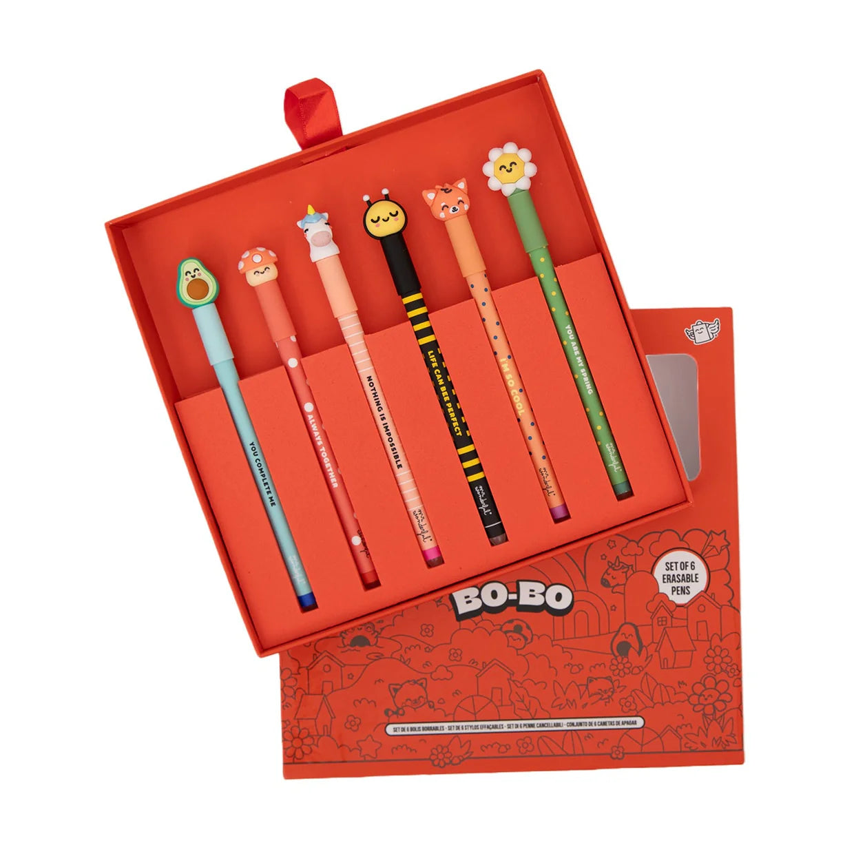 Set di 6 penne cancellabili Bo-Bo - Animali