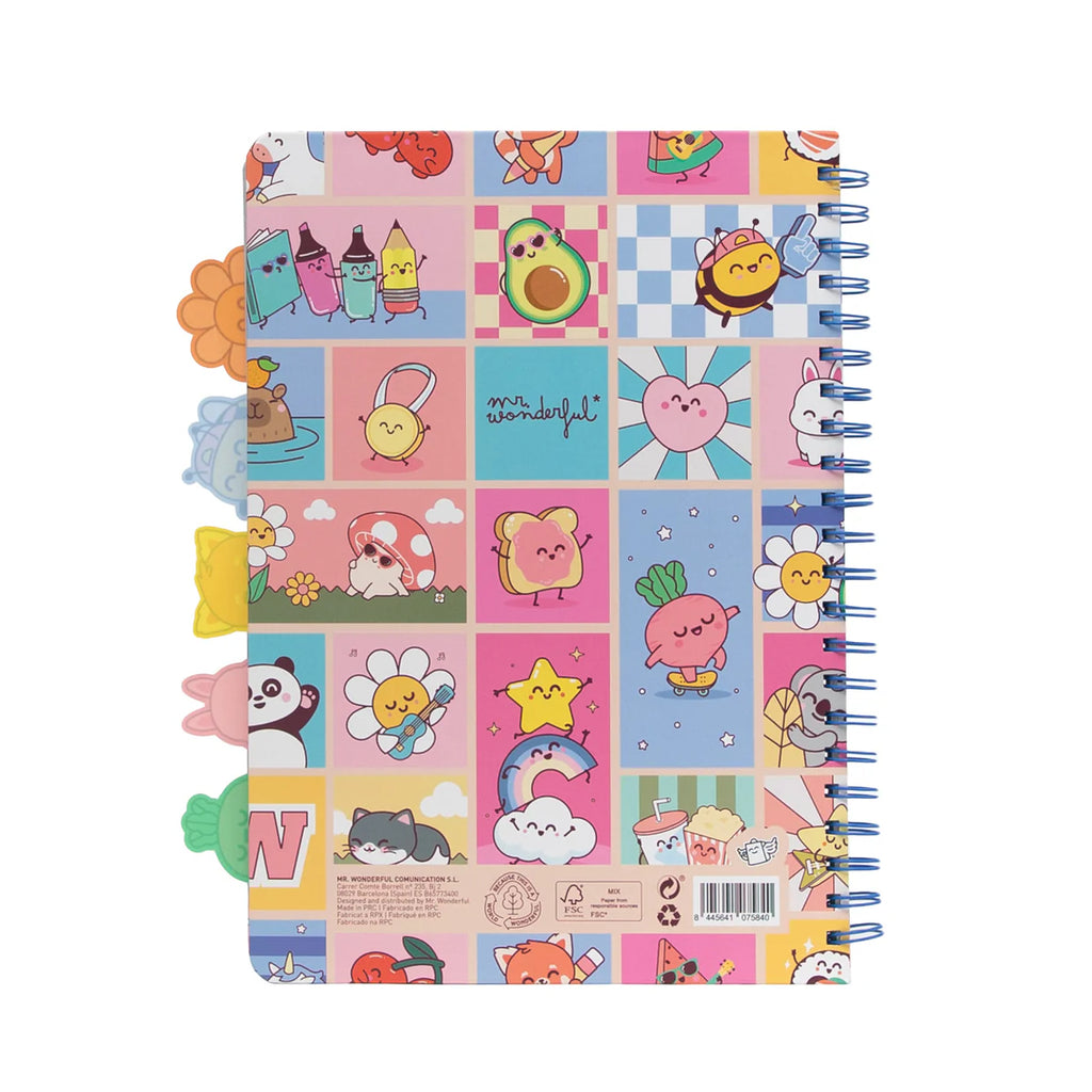 Mr.Wonderful Quaderno A4 Spiralato con 5 Divisori Wonder Comic