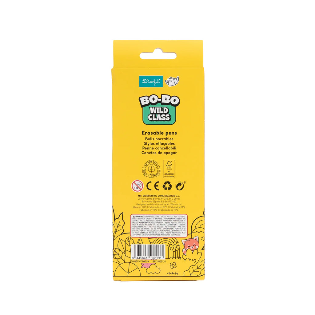 Mr.Wonderful Set 3 Penne Cancellabili Bo-Bo – Scoiattolo, Riccio e Coccodrillo