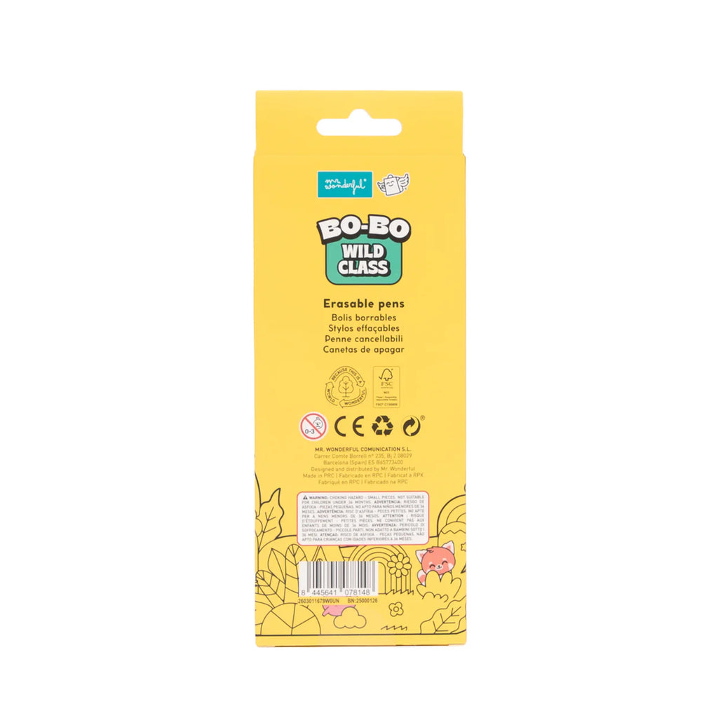 Mr.Wonderful Set 3 Penne Cancellabili Bo-Bo – Tricheco, Suricato e Ippopotamo