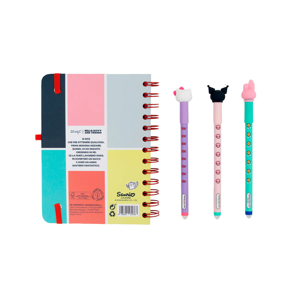Mr.Wonderful Diario Settimanale 2026/27 Hello Kitty & Friends + 3 Penne Bo-Bo
