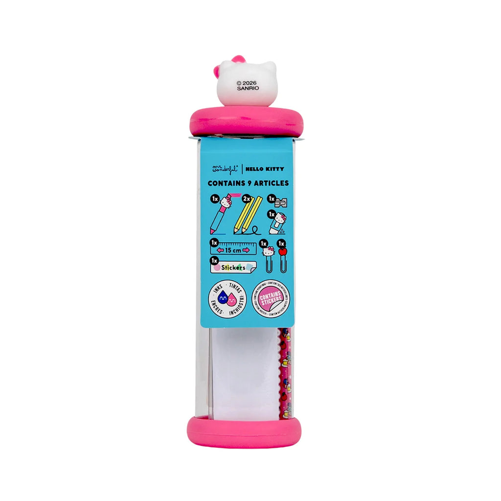 Mr.Wonderful - Set da Scrittura Hello Kitty con Astuccio Rigido Glitterato con Charm