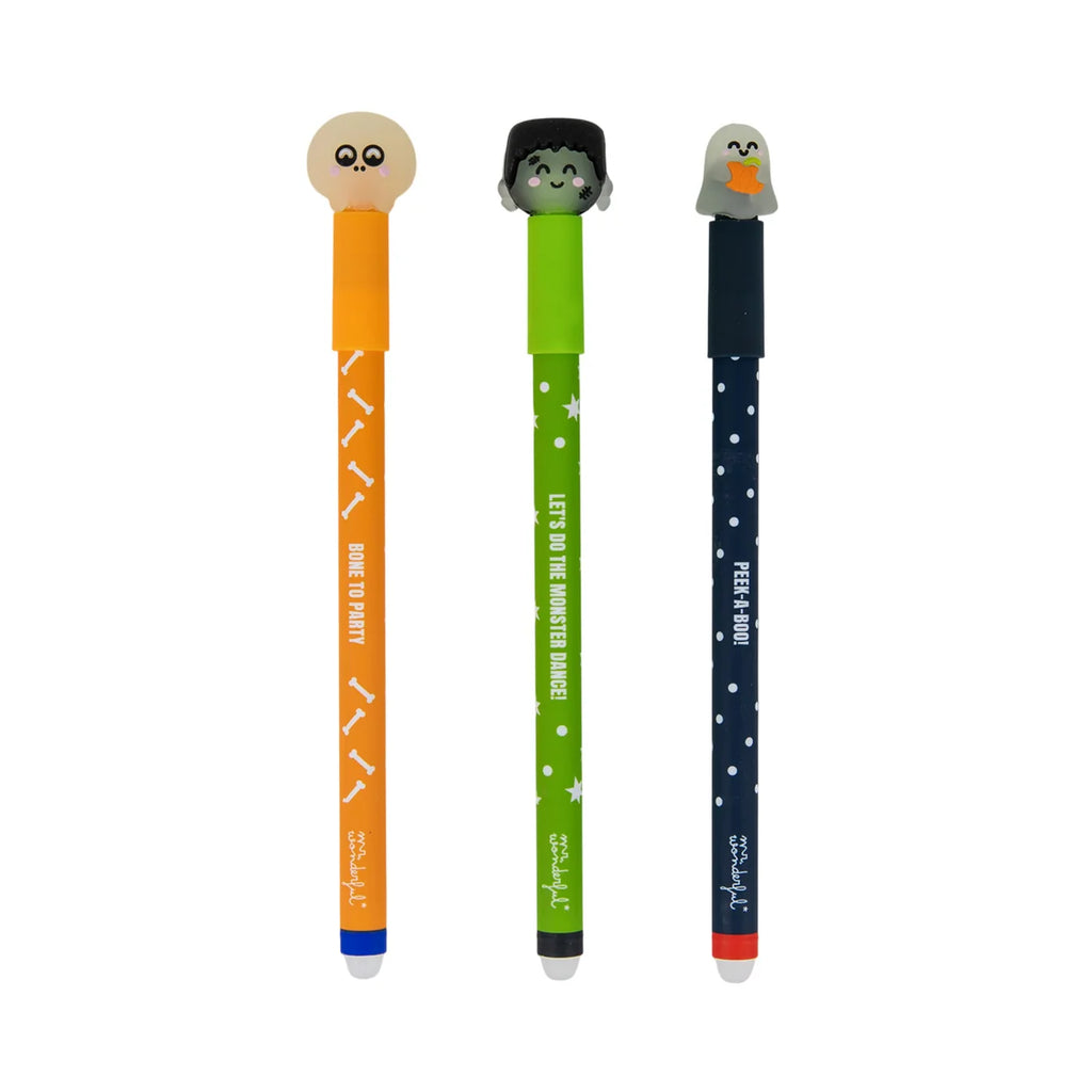 Mr.Wonderful - Set 3 Penne Cancellabili Bo-Bo Halloween Glow in the Dark