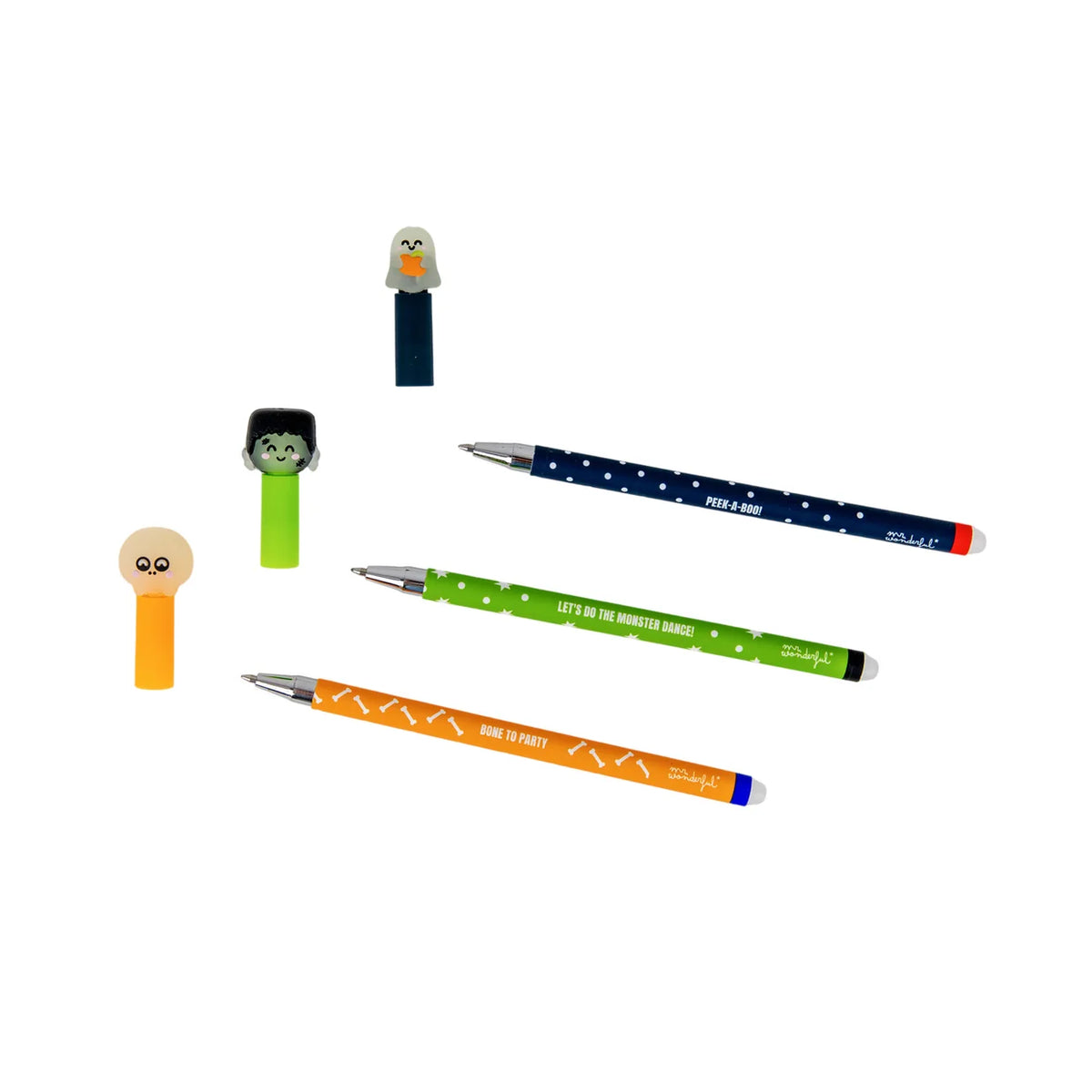Mr.Wonderful - Set 3 Penne Cancellabili Bo-Bo Halloween Glow in the Dark
