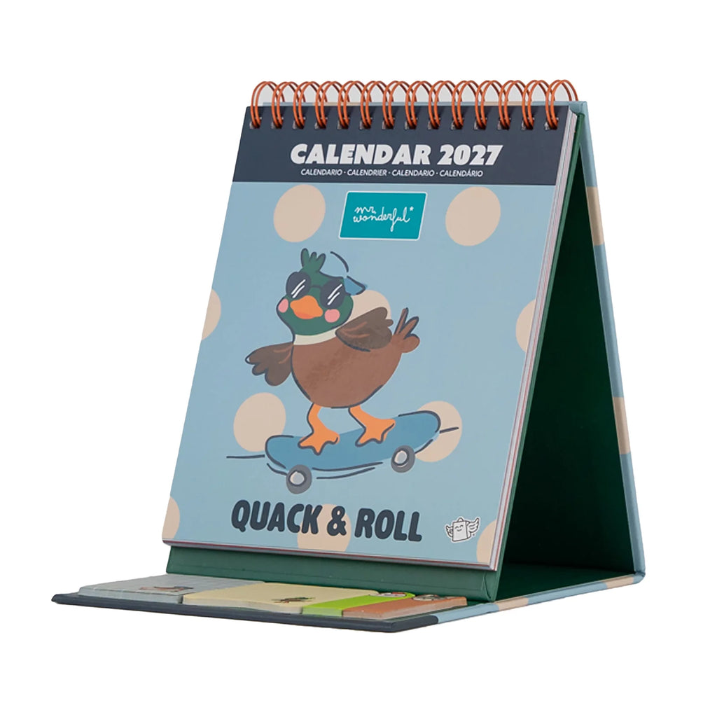 Mr.Wonderful - Calendario da Scrivania 2027 Quack & Roll con Note Adesive