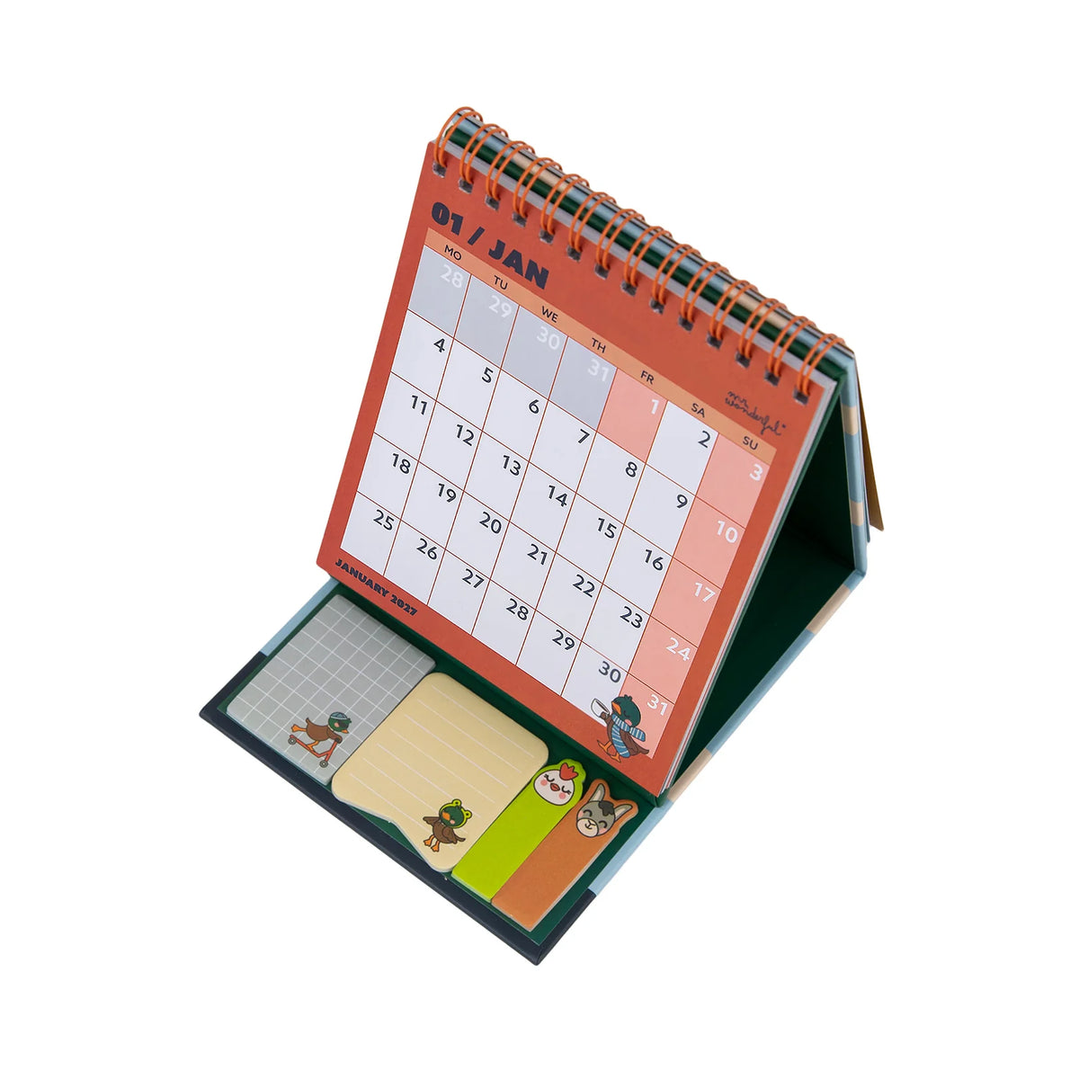 Mr.Wonderful - Calendario da Scrivania 2027 Quack & Roll con Note Adesive