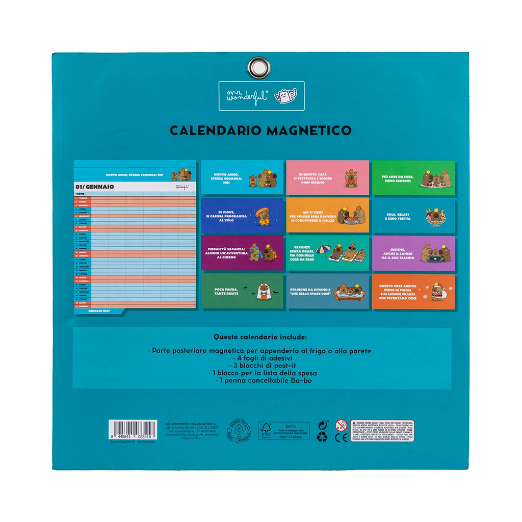 Mr.Wonderful - Calendario Familiare Magnetico 2027 da Parete - Cosa Facciamo Oggi?