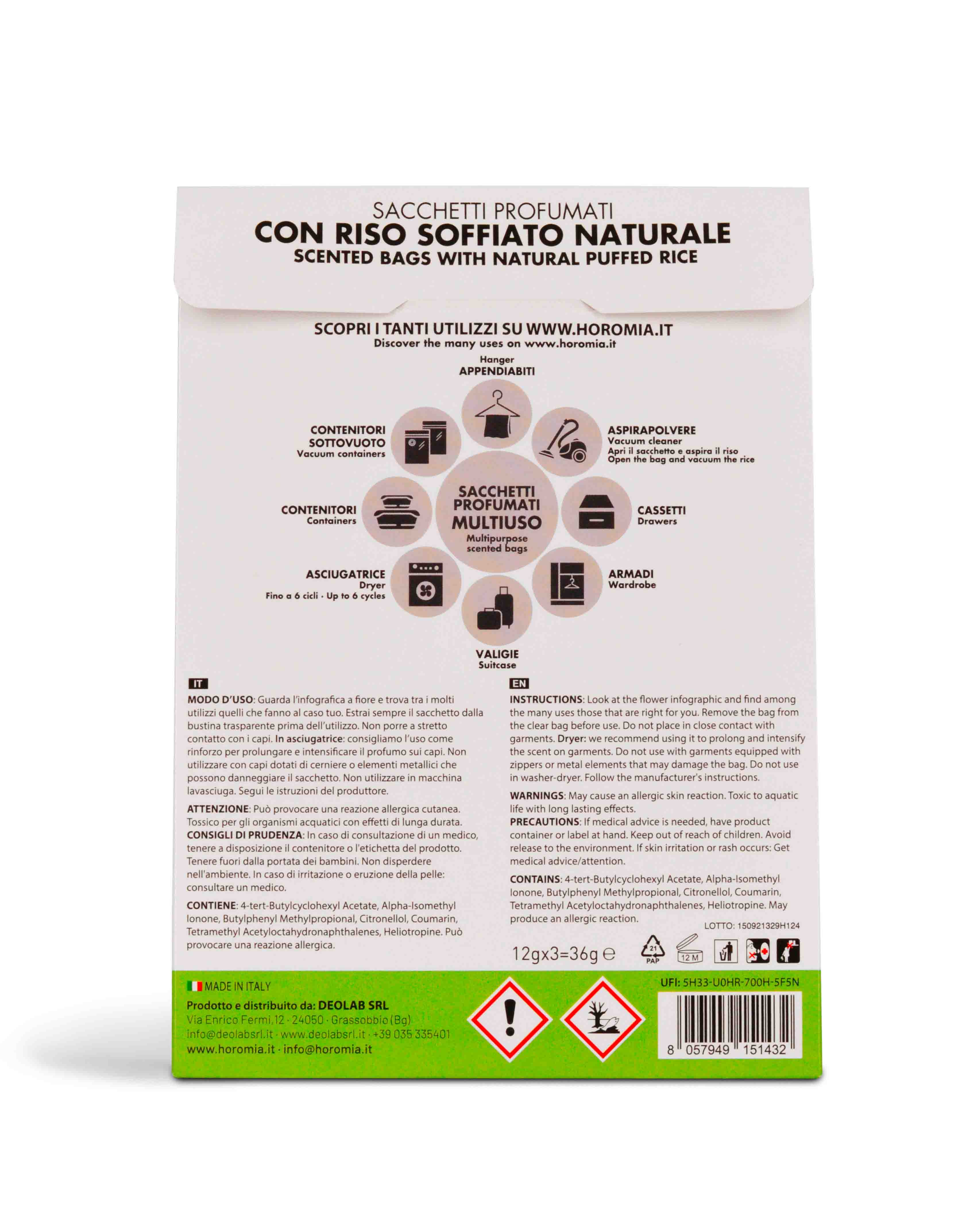 Horomia: Sacchetti Profumati Multiuso Musica del Sole