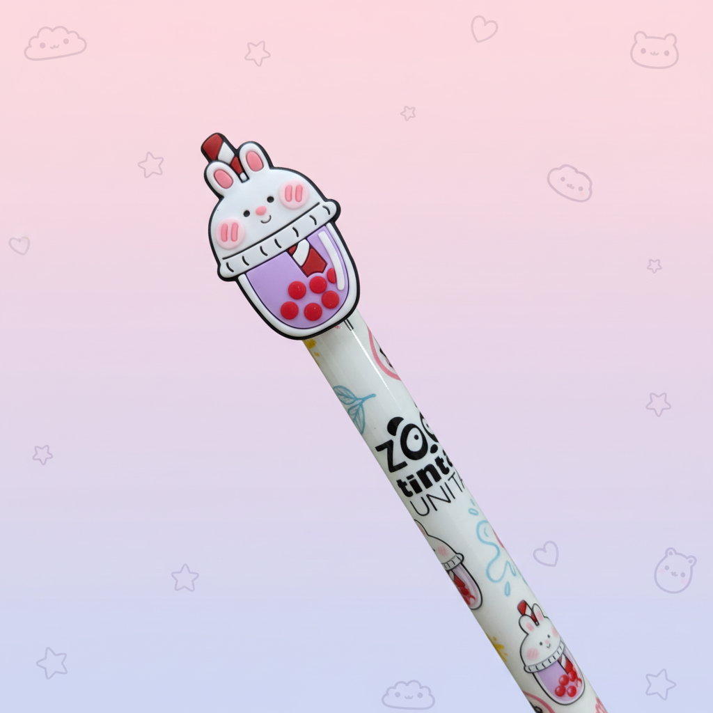 Tinta Unita Zoo - Penna Cancellabile Kawaii Bubble Tea – Inchiostro blu