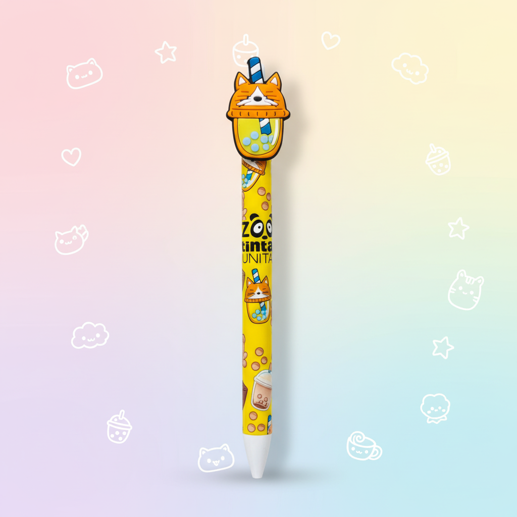 Tinta Unita Zoo - Penna Cancellabile Kawaii Bubble Tea – Inchiostro blu
