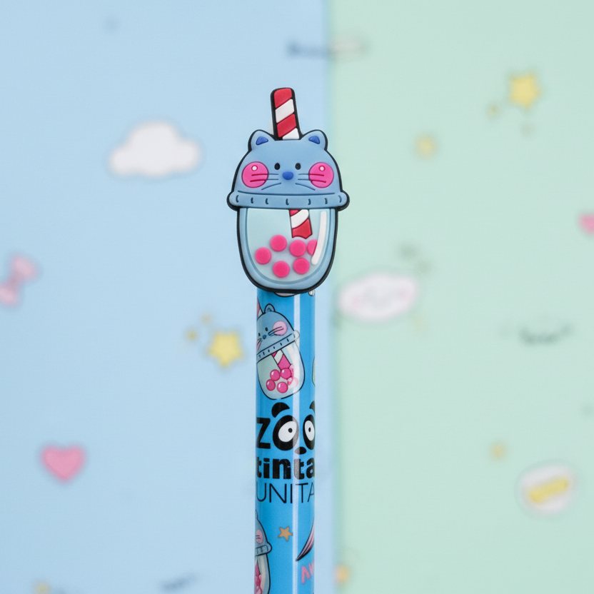 Tinta Unita Zoo - Penna Cancellabile Kawaii Bubble Tea – Inchiostro blu