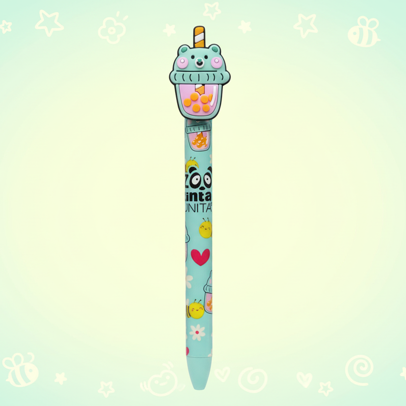 Tinta Unita Zoo - Penna Cancellabile Kawaii Bubble Tea – Inchiostro blu