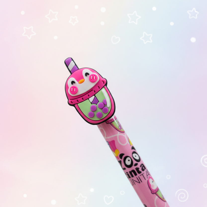 Tinta Unita Zoo - Penna Cancellabile Kawaii Bubble Tea – Inchiostro blu