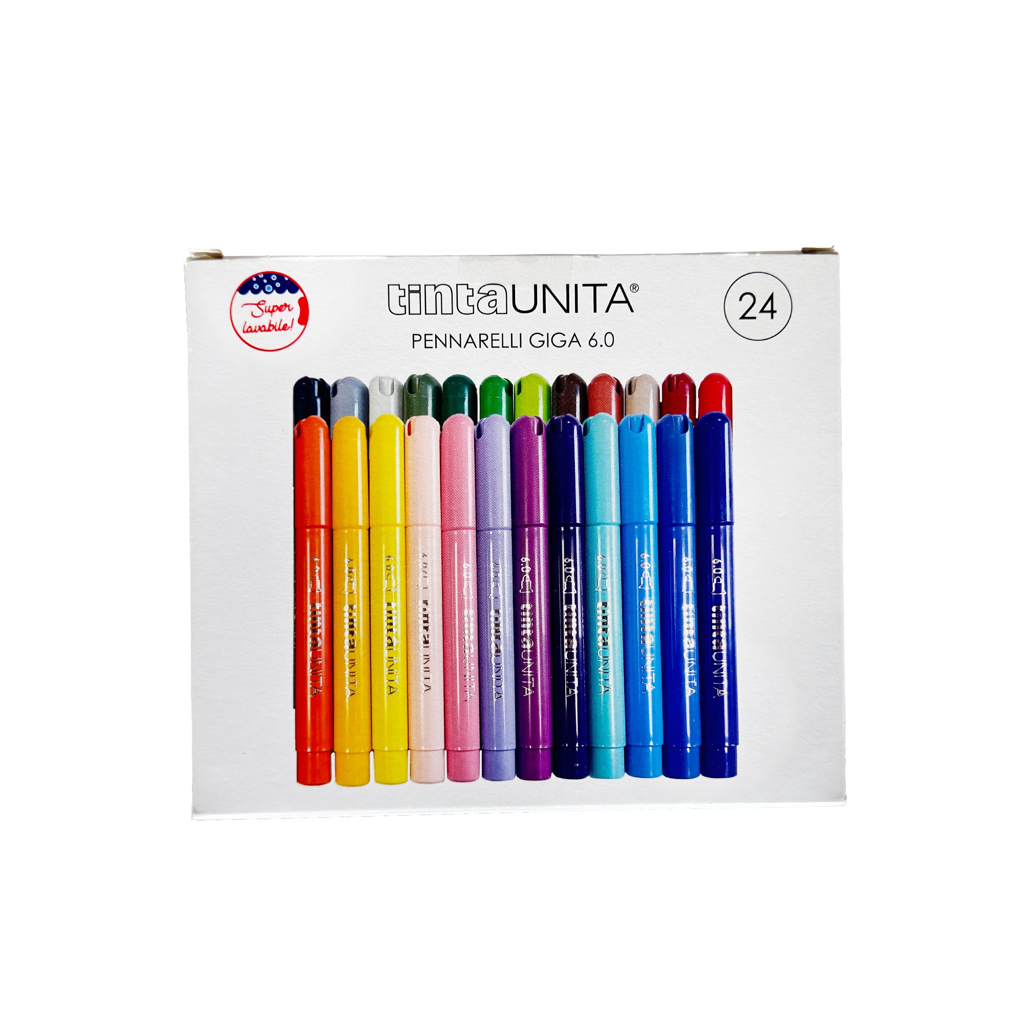 Tinta Unita Pennarelli Giga Punta 6.0 Super Lavabili – 24 Pezzi